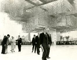 Their Majesties the Emperor and Empress Showa visit the Swiss Pavilion at the Osaka World Exposition